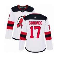 Women's New Jersey Devils #17 Wayne Simmonds Authentic White Away Hockey Jersey