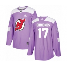 Youth New Jersey Devils #17 Wayne Simmonds Authentic Purple Fights Cancer Practice Hockey Jersey
