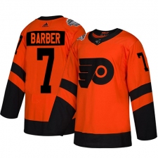 Men's Adidas Philadelphia Flyers #7 Bill Barber Orange Authentic 2019 Stadium Series Stitched NHL Jersey