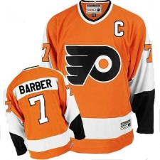 Men's CCM Philadelphia Flyers #7 Bill Barber Authentic Orange Throwback NHL Jersey