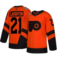 Men's Adidas Philadelphia Flyers #21 Scott Laughton Orange Authentic 2019 Stadium Series Stitched NHL Jerse