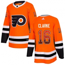 Men's Adidas Philadelphia Flyers #16 Bobby Clarke Authentic Orange Drift Fashion NHL Jersey