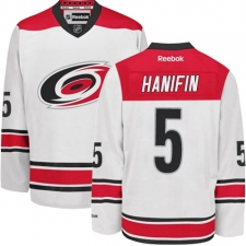 Men's Reebok Carolina Hurricanes #5 Noah Hanifin Authentic White Away NHL Jersey
