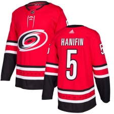 Youth Adidas Carolina Hurricanes #5 Noah Hanifin Authentic Red Home NHL Jersey