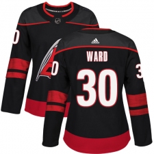 Women's Adidas Carolina Hurricanes #30 Cam Ward Authentic Black Alternate NHL Jersey