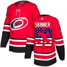 Men's Adidas Carolina Hurricanes #53 Jeff Skinner Authentic Red USA Flag Fashion NHL Jersey