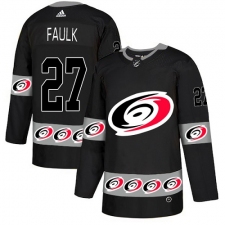 Men's Adidas Carolina Hurricanes #27 Justin Faulk Authentic Black Team Logo Fashion NHL Jersey