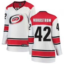 Women's Carolina Hurricanes #42 Joakim Nordstrom Authentic White Away Fanatics Branded Breakaway NHL Jersey