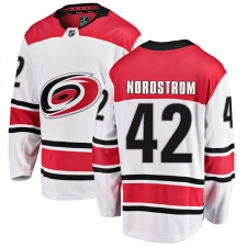 Youth Carolina Hurricanes #42 Joakim Nordstrom Fanatics Branded White Away Breakaway NHL Jersey