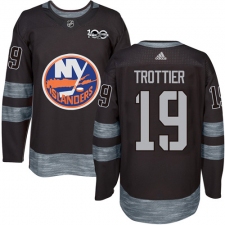 Men's Adidas New York Islanders #19 Bryan Trottier Authentic Black 1917-2017 100th Anniversary NHL Jersey