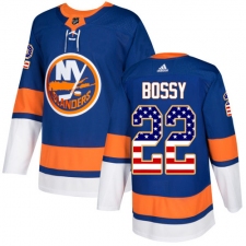 Men's Adidas New York Islanders #22 Mike Bossy Authentic Royal Blue USA Flag Fashion NHL Jersey