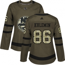 Women's Adidas New York Islanders #86 Nikolay Kulemin Authentic Green Salute to Service NHL Jersey