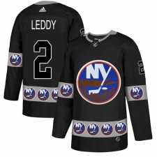 Men's Adidas New York Islanders #2 Nick Leddy Authentic Black Team Logo Fashion NHL Jersey