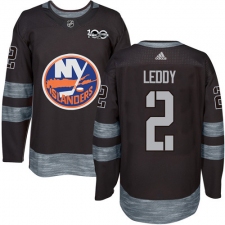 Men's Adidas New York Islanders #2 Nick Leddy Premier Black 1917-2017 100th Anniversary NHL Jersey