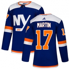 Men's Adidas New York Islanders #17 Matt Martin Premier Blue Alternate NHL Jersey