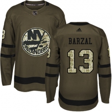 Men's Adidas New York Islanders #13 Mathew Barzal Authentic Green Salute to Service NHL Jersey