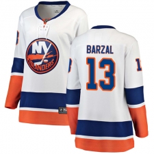 Women's New York Islanders #13 Mathew Barzal Fanatics Branded White Away Breakaway NHL Jersey