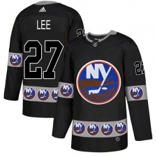 Men's Adidas New York Islanders #27 Anders Lee Authentic Black Team Logo Fashion NHL Jersey