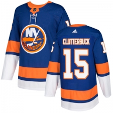 Youth Adidas New York Islanders #15 Cal Clutterbuck Authentic Royal Blue Home NHL Jersey