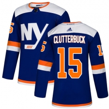 Youth Adidas New York Islanders #15 Cal Clutterbuck Premier Blue Alternate NHL Jersey