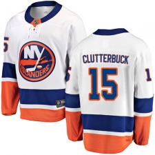 Youth New York Islanders #15 Cal Clutterbuck Fanatics Branded White Away Breakaway NHL Jersey