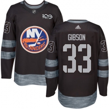 Men's Adidas New York Islanders #33 Christopher Gibson Authentic Black 1917-2017 100th Anniversary NHL Jersey