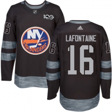 Men's Adidas New York Islanders #16 Pat LaFontaine Authentic Black 1917-2017 100th Anniversary NHL Jersey