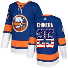 Youth Adidas New York Islanders #25 Jason Chimera Authentic Royal Blue USA Flag Fashion NHL Jersey