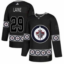 Men's Adidas Winnipeg Jets #29 Patrik Laine Authentic Black Team Logo Fashion NHL Jersey