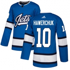 Men's Adidas Winnipeg Jets #10 Dale Hawerchuk Authentic Blue Alternate NHL Jersey