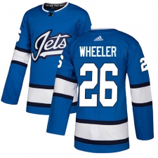 Men's Adidas Winnipeg Jets #26 Blake Wheeler Authentic Blue Alternate NHL Jersey