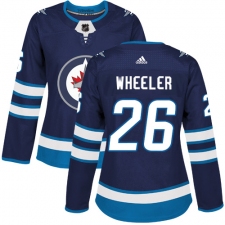 Women's Adidas Winnipeg Jets #26 Blake Wheeler Authentic Navy Blue Home NHL Jersey