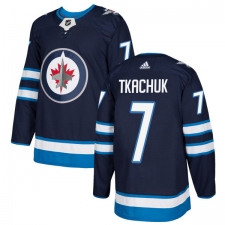 Men's Adidas Winnipeg Jets #7 Keith Tkachuk Authentic Navy Blue Home NHL Jersey