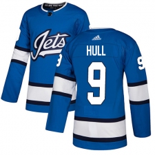 Men's Adidas Winnipeg Jets #9 Bobby Hull Authentic Blue Alternate NHL Jersey