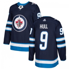 Men's Adidas Winnipeg Jets #9 Bobby Hull Authentic Navy Blue Home NHL Jersey