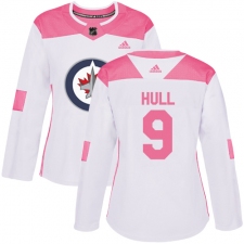 Women's Adidas Winnipeg Jets #9 Bobby Hull Authentic White/Pink Fashion NHL Jersey