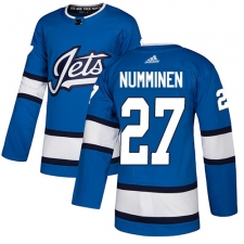 Men's Adidas Winnipeg Jets #27 Teppo Numminen Authentic Blue Alternate NHL Jersey