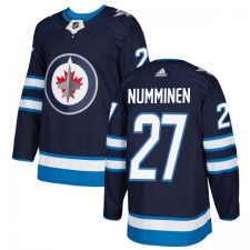 Men's Adidas Winnipeg Jets #27 Teppo Numminen Premier Navy Blue Home NHL Jersey