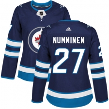 Women's Adidas Winnipeg Jets #27 Teppo Numminen Premier Navy Blue Home NHL Jersey