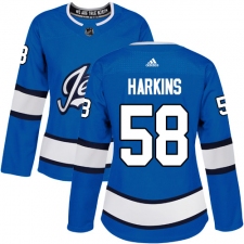 Men's Adidas Winnipeg Jets #64 Logan Stanley Authentic Blue Alternate NHL Jersey