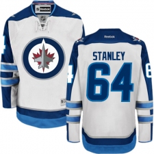 Men's Reebok Winnipeg Jets #64 Logan Stanley Authentic White Away NHL Jersey