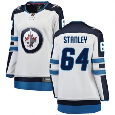 Women's Winnipeg Jets #64 Logan Stanley Fanatics Branded White Away Breakaway NHL Jersey