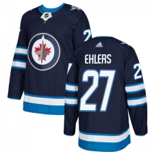 Youth Adidas Winnipeg Jets #27 Nikolaj Ehlers Authentic Navy Blue Home NHL Jersey