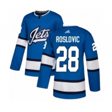 Men's Adidas Winnipeg Jets #28 Jack Roslovic Authentic Blue Alternate NHL Jersey