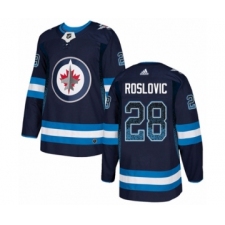 Men's Adidas Winnipeg Jets #28 Jack Roslovic Authentic Navy Blue Drift Fashion NHL Jersey