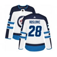 Women's Adidas Winnipeg Jets #28 Jack Roslovic Authentic White Away NHL Jersey