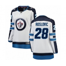 Women's Winnipeg Jets #28 Jack Roslovic Fanatics Branded White Away Breakaway NHL Jersey