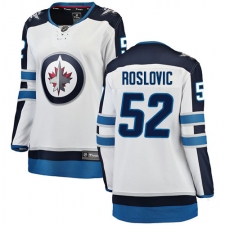 Women's Winnipeg Jets #52 Jack Roslovic Fanatics Branded White Away Breakaway NHL Jersey