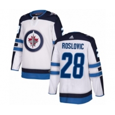 Youth Adidas Winnipeg Jets #28 Jack Roslovic Authentic White Away NHL Jersey