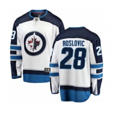 Youth Winnipeg Jets #28 Jack Roslovic Fanatics Branded White Away Breakaway NHL Jersey